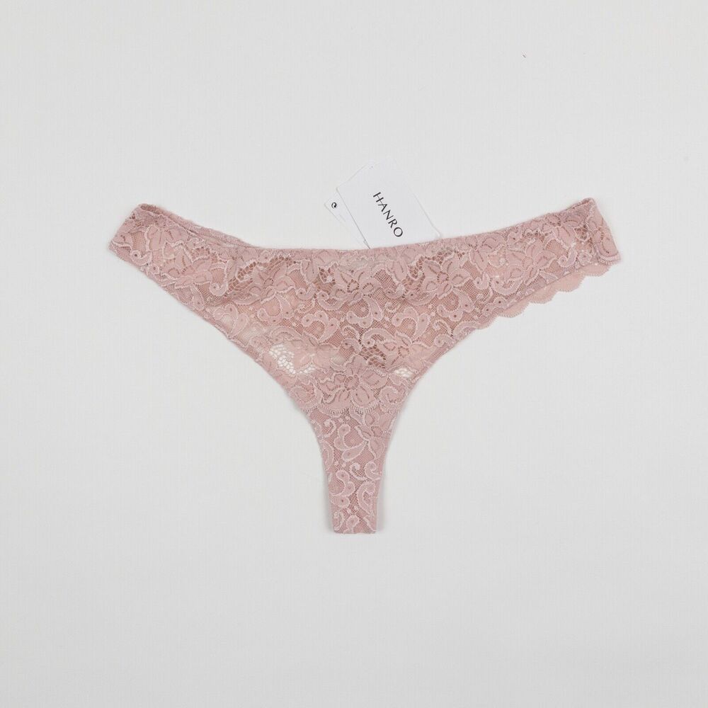 Hanro Luxury Moments Lace Thong Pale Pink Size L 1110